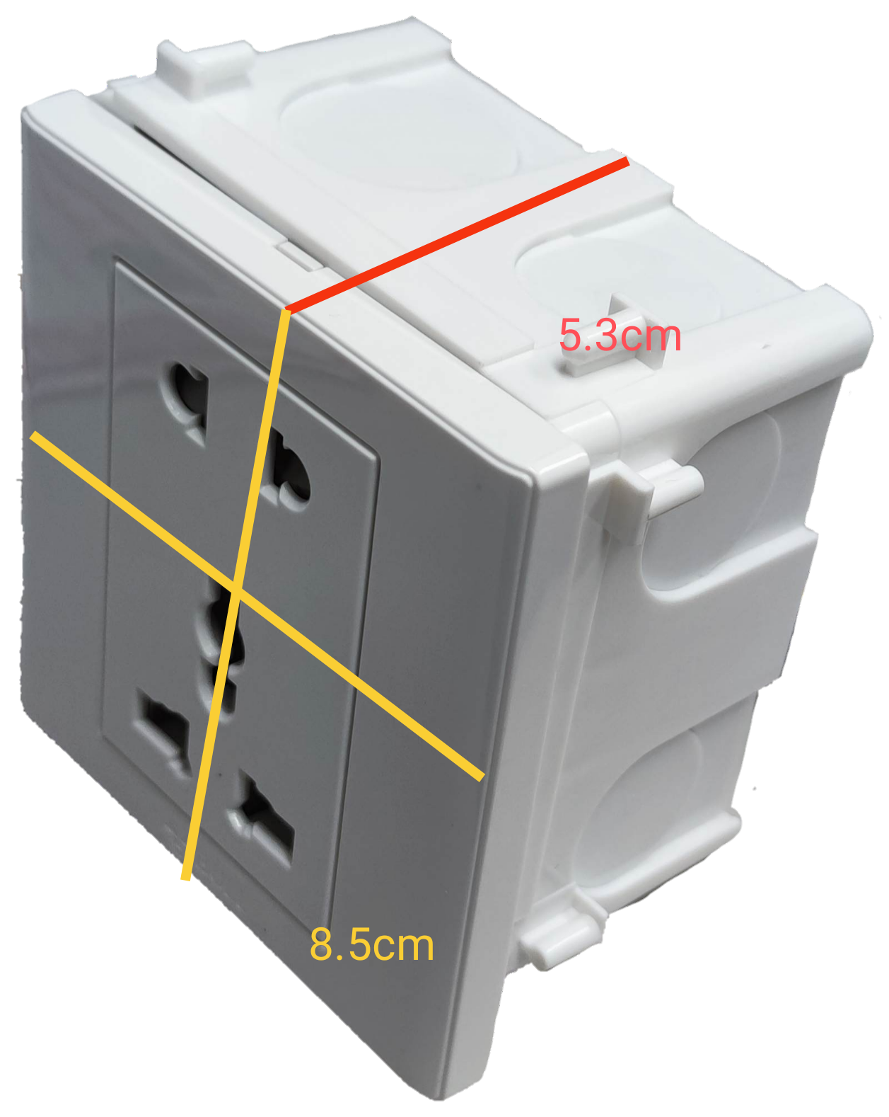 Bull 2 Gang Square Device Universal with Ground 10A white power point switch and plug