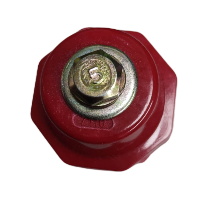 Grippes Bus Bar Insulator 12Kv SM-7105 electrical part with red body and metal bolt top view