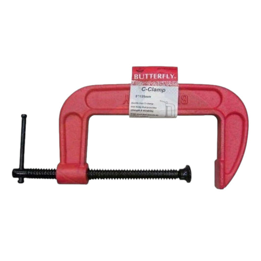 Butterfly 5 Inches C-Clamp 931 with a durable red finish for secure clamping in woodworking projects
