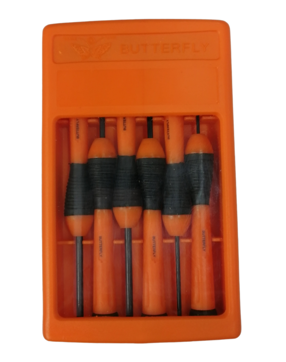 Butterfly 6 Piece Precision Screw Driver Set in Orange Storage Case for Detailed Repairs