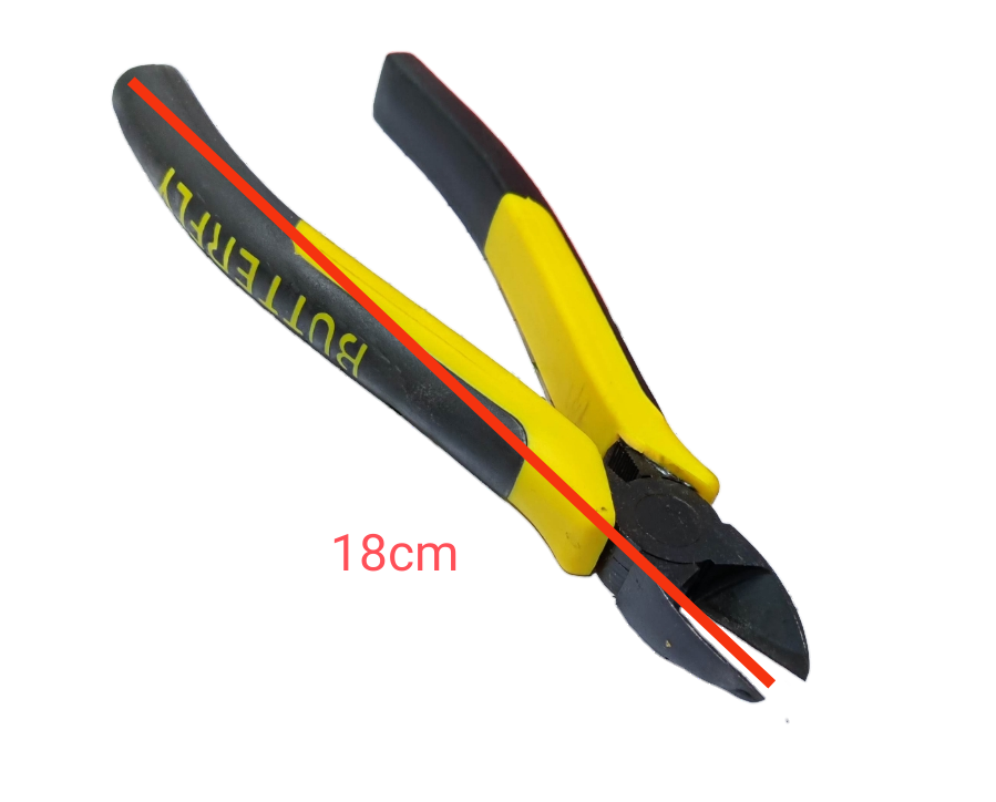 Butterfly Cutting Pliers 178mm 7 inches with black and yellow ergonomic handles