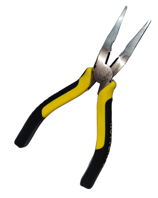 Butterfly Long Nose Plier 152mm 6 Inches with yellow and black handles for precision gripping