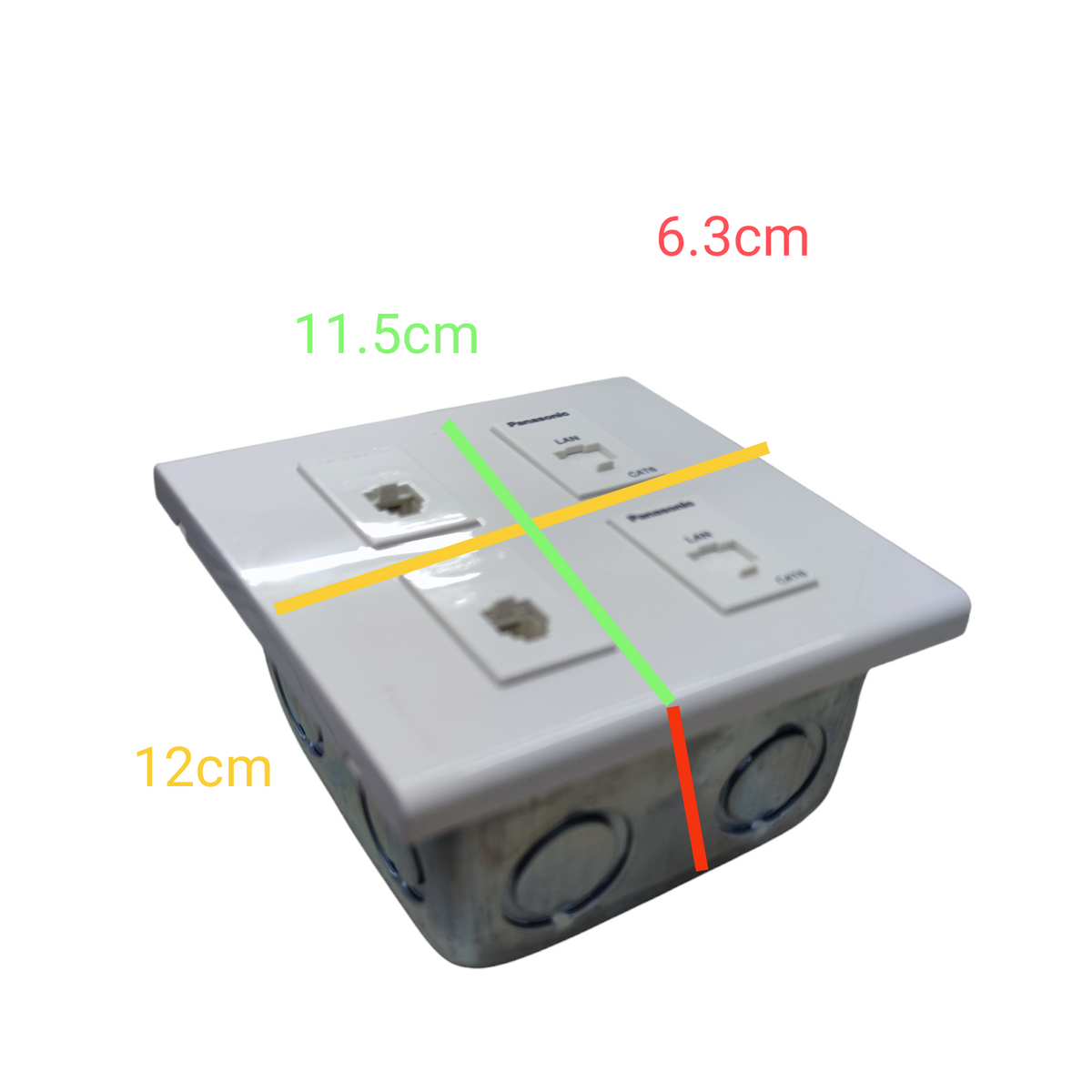 Panasonic 2 Gang CAT6 with 2 Gang Telephone Outlet Data with Voice and Utility Box WEG6804+(2XWEG24886)+(2XWEG2164)+Utility Box