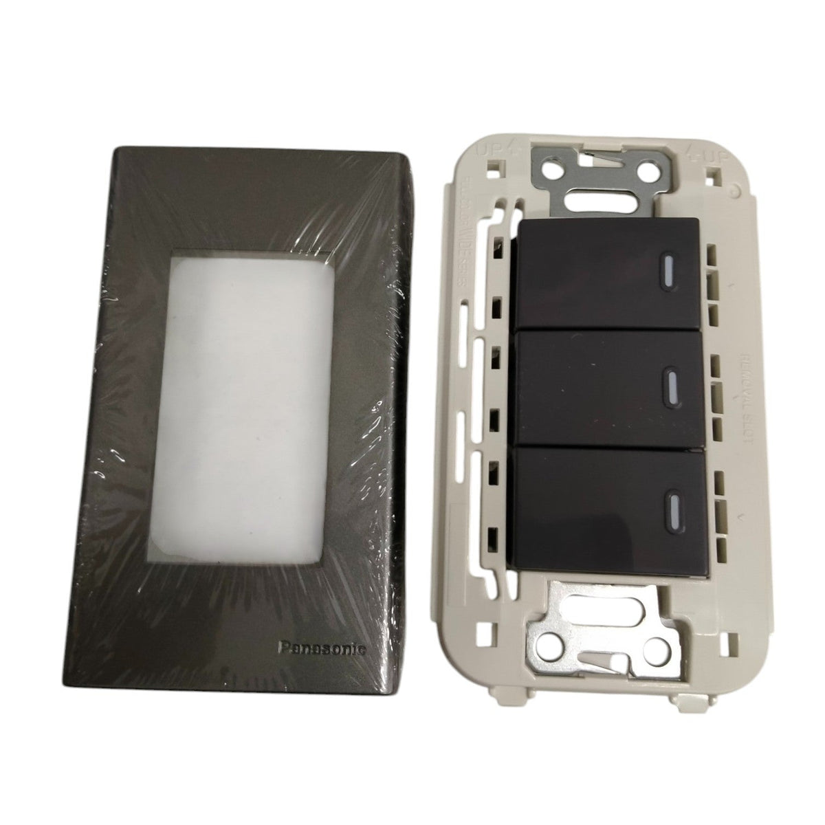 Panasonic 3 Gang 1 Way Switch 16A 250V with Plate Cover Metallic Gray WEG6803MH-1/3XWEG5001HK-5