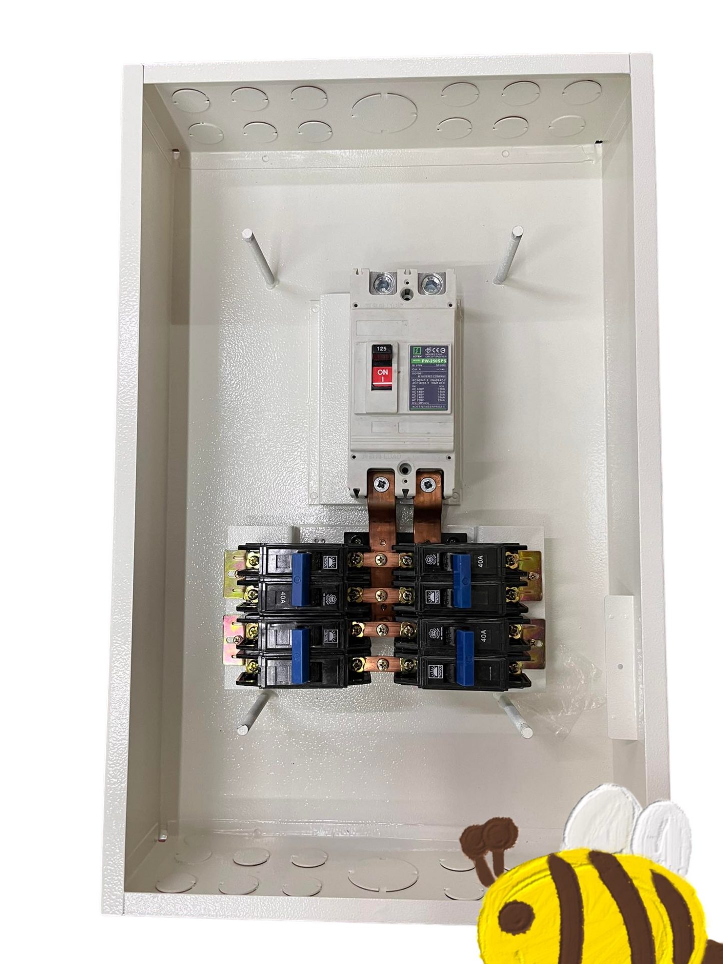 Koten & Taiyou Panel Board with 150A 2Pole 250SPS Main and 4 Branches 2 Pole Bolt on