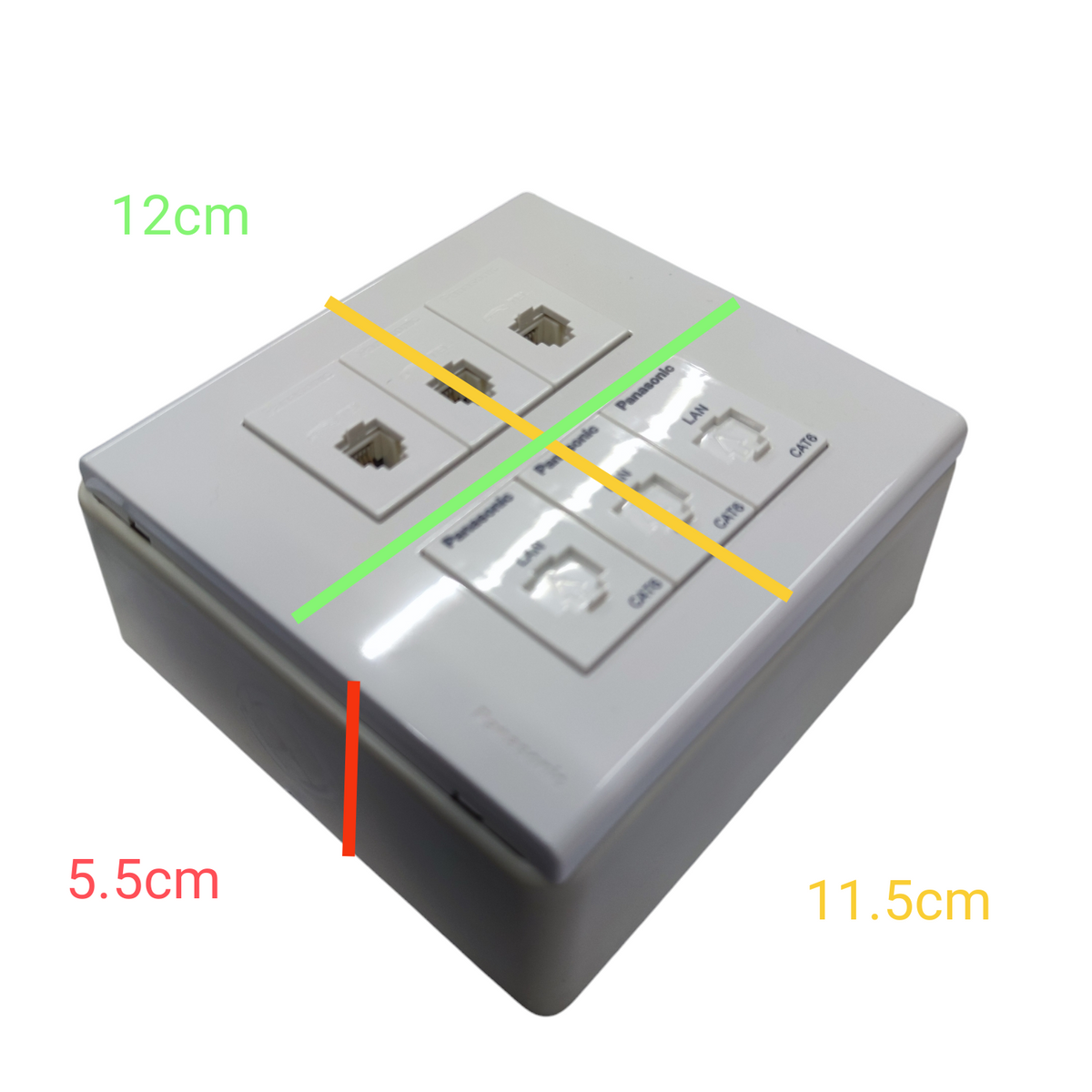 Panasonic 3 Gang Telephone Outlet and 3 Gang CAT6 with Utility Box WEG6806+(3XWEG2164+3XWEG24886)+Utility