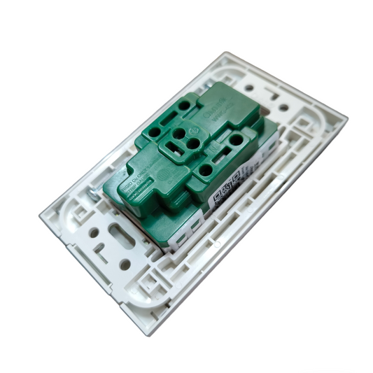 Omni Duplex Outlet with Stainless Plate Cover 16A 250V WWP-113S+WWG-402