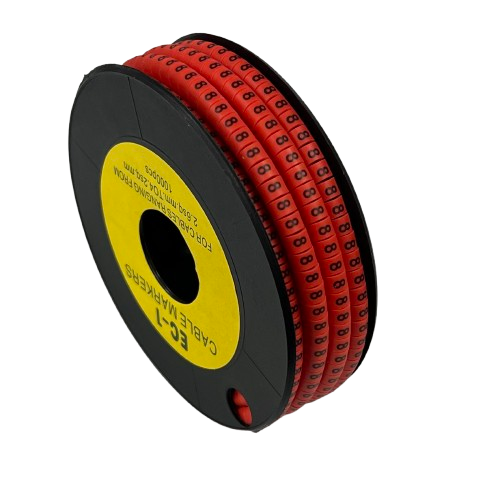 Grippes Cable 8 Marker Red 2.6mm to 4.2mm spool for cable management and identification