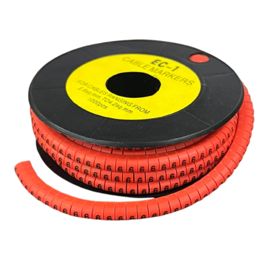 Grippes Cable Marker 6 - Red on a spool for organizing and labeling cables easily