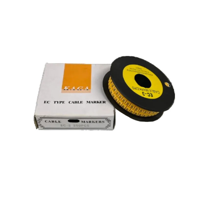Grippes Cable Marker - B Yellow on a spool with packaging, ideal for organizing cables.