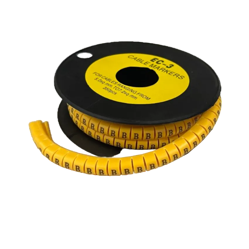 Grippes Cable Marker - B Yellow on a spool for organized cable management and easy identification