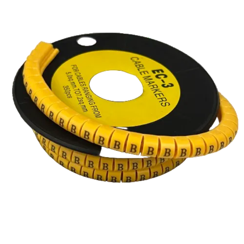Grippes Cable Marker - B Yellow on a spool for easy cable identification and organization