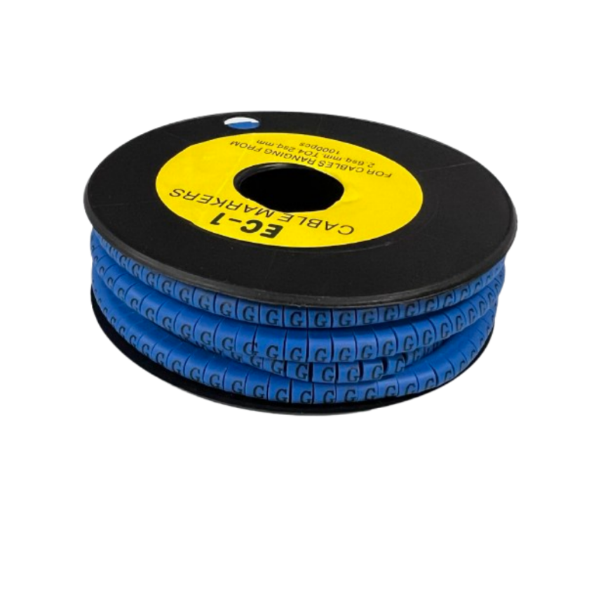 Grippes Cable Marker Blue - G on a spool for organized cable management and labeling