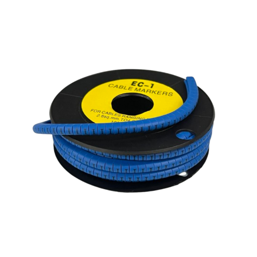 Grippes Cable Marker Blue - I on a spool, designed for easy cable organization and identification