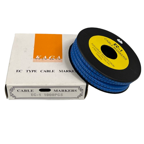 Grippes Cable Marker Blue - L on a roll with packaging for effective cable management
