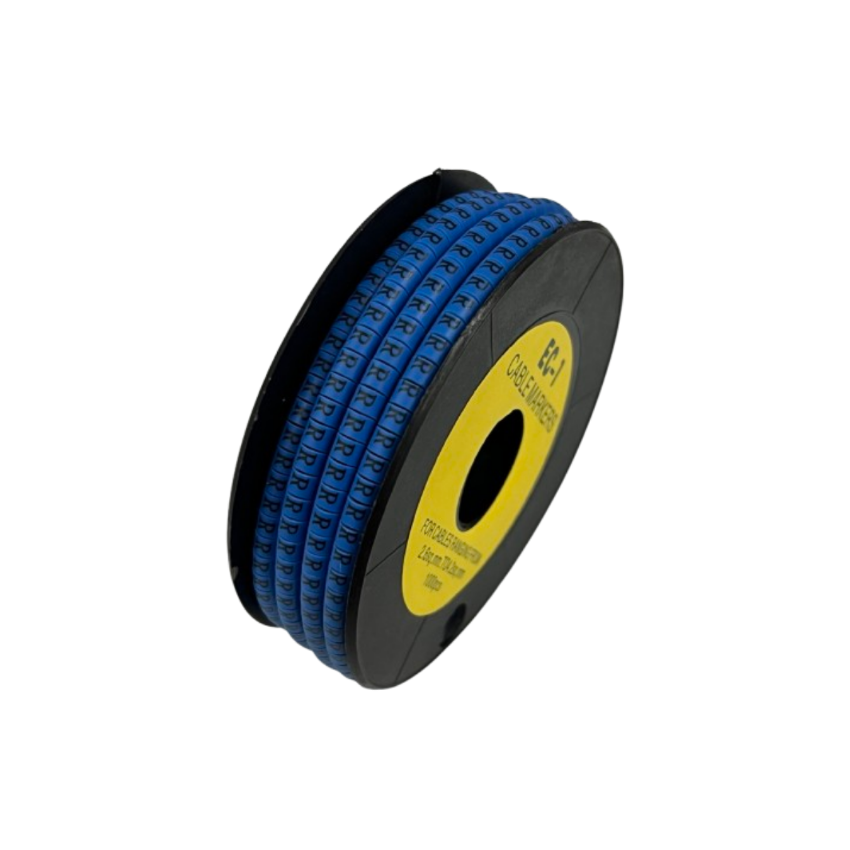 Grippes Cable Marker Blue - R on a reel for organized cable management in home and office setups