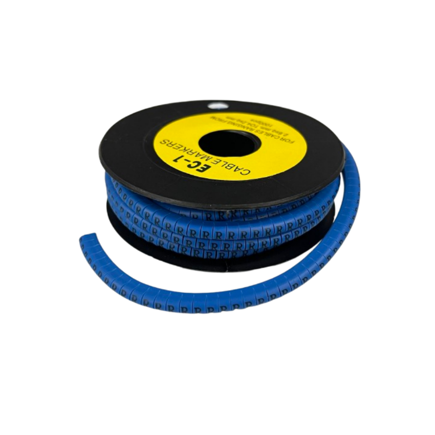 Grippes Cable Marker Blue - R on a spool for organized cable management solutions