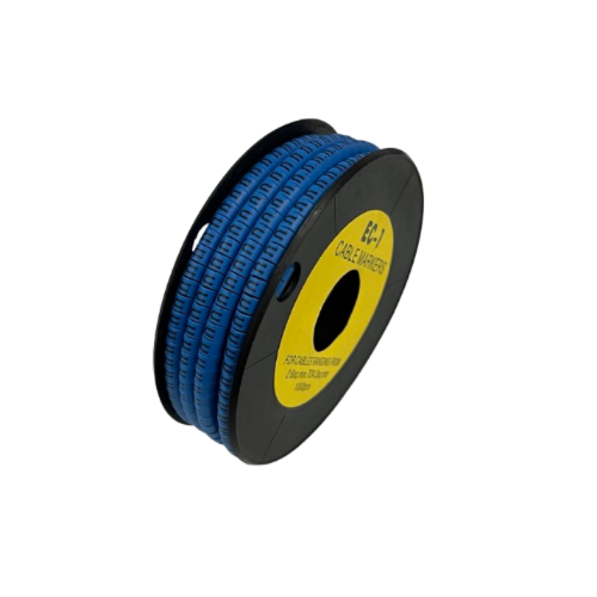 Cable Marker Blue - U on a spool for organizing and identifying cables in professional setups