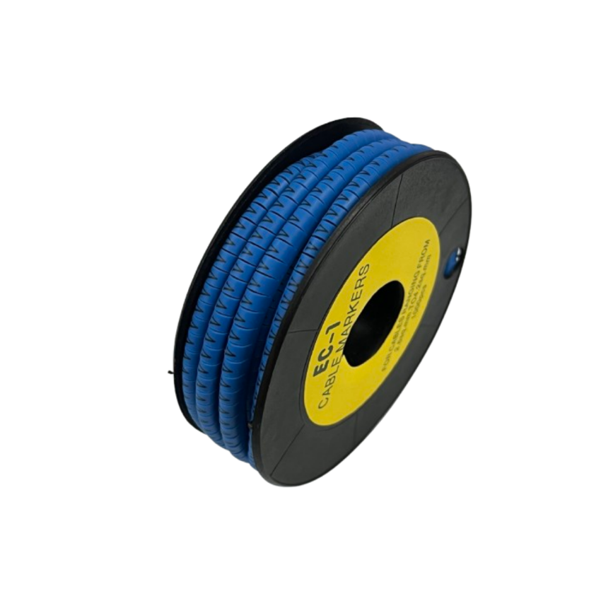 Grippes Cable Marker Blue - V on a spool for organized cable management and identification