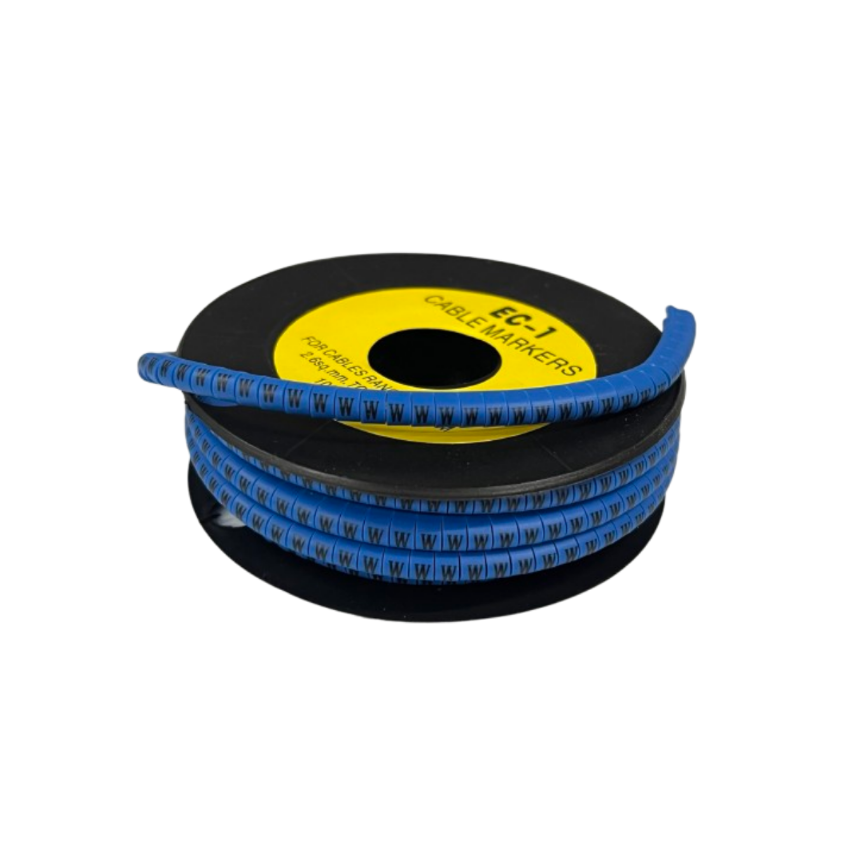 Grippes Cable Marker Blue - W on a spool for organizing and identifying cables