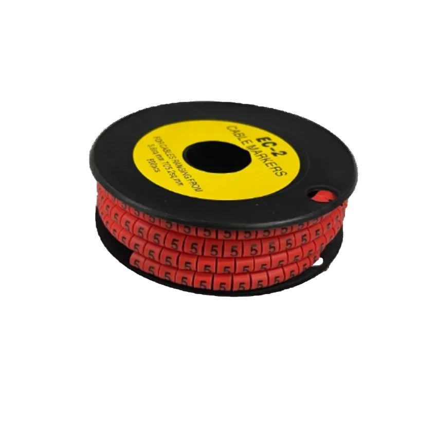 500pcs Cable Marker Red - 5 on a spool for organized cable management in electronics
