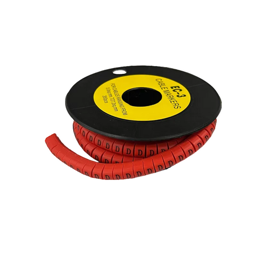 Grippes Cable Marker Red - D on a reel for organized cable management and identification