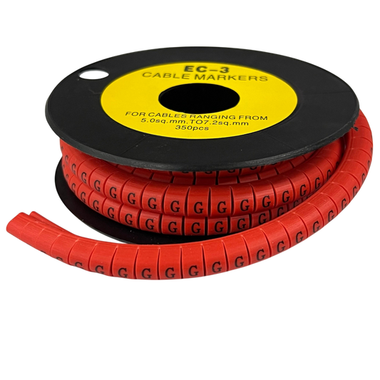 Grippes Cable Marker Red - G on a spool, ideal for organizing and identifying cables efficiently