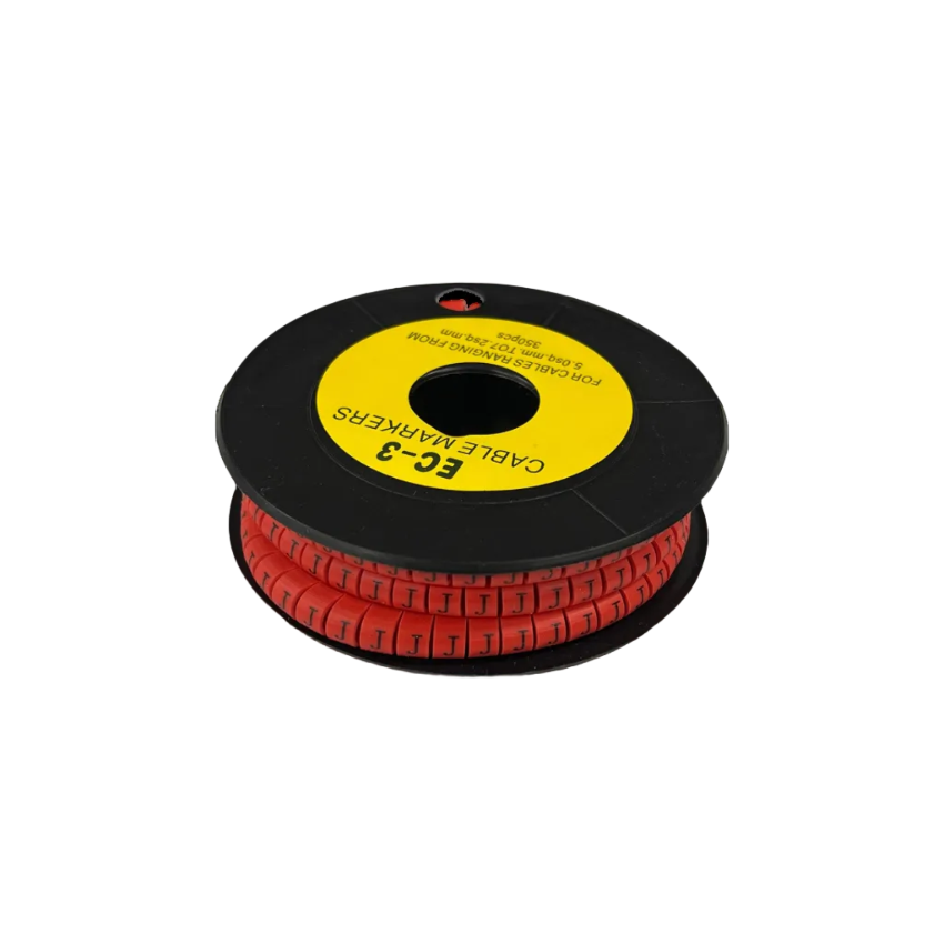 Grippes Cable Marker Red - J on a spool, ideal for organized cable management and labeling.
