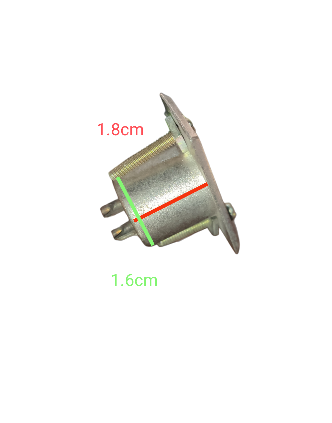 Metal Canon Plug Chassis Type electrical connector part with dimension markings on black background