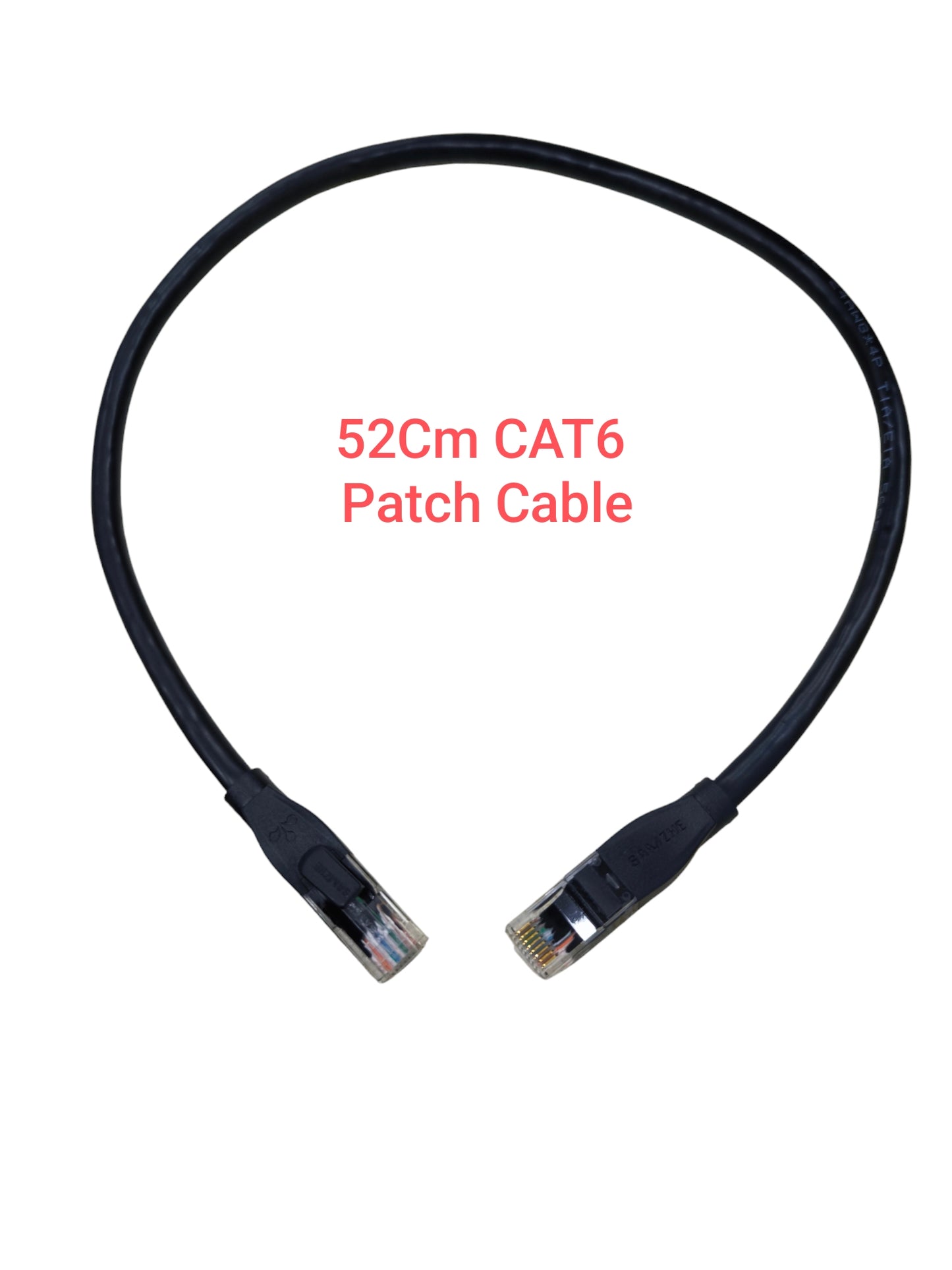 Black CAT6 patch cable white 52cm with RJ45 connectors for high-speed networking