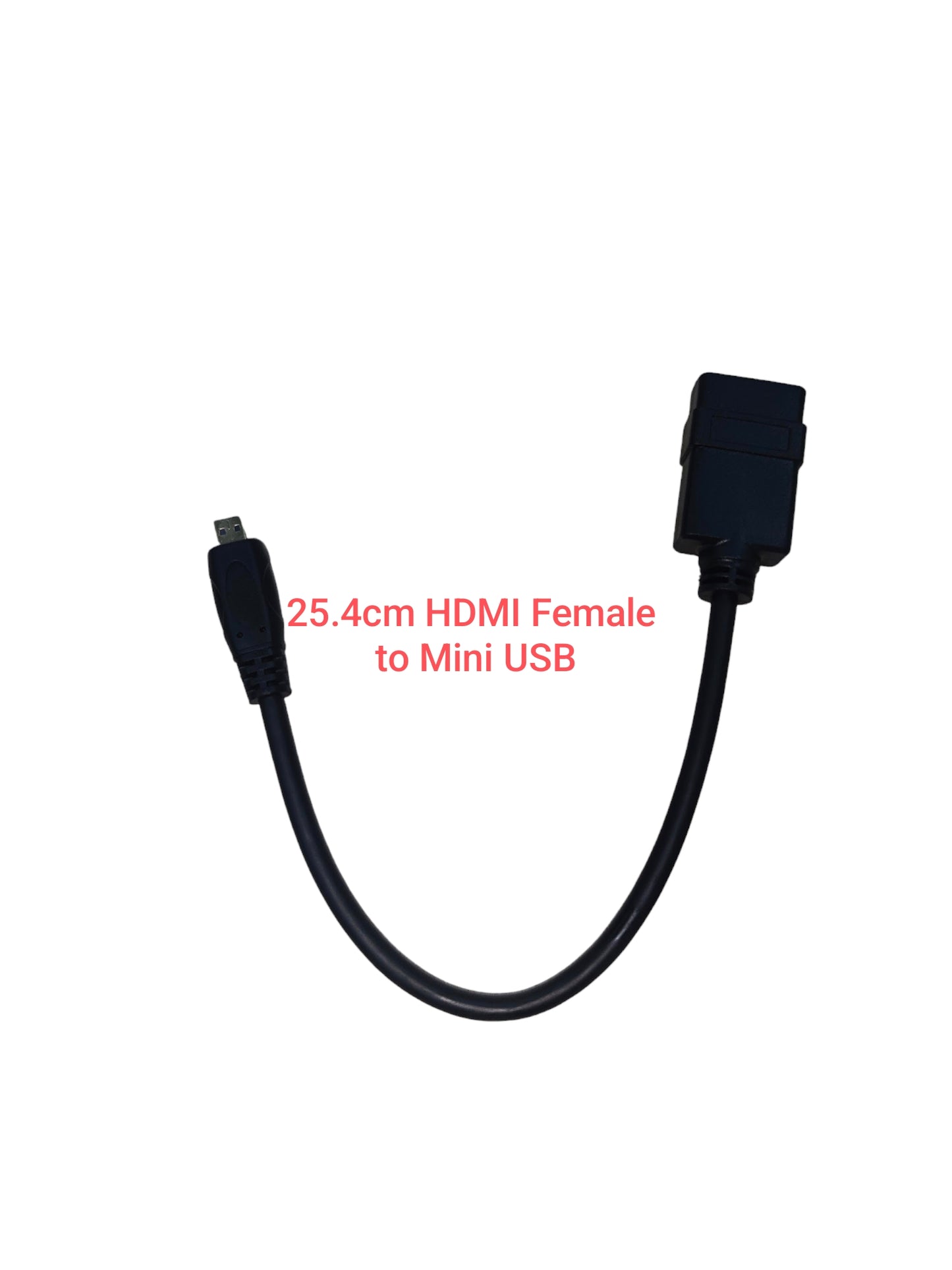 25.4cm black HDMI female to mini USB adapter cable for connecting devices