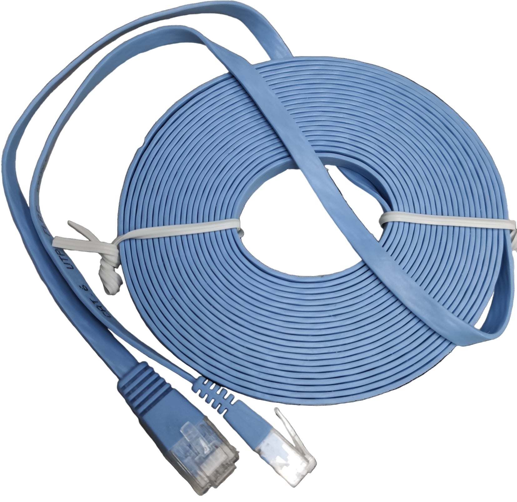 Blue CAT6 UTP Patch Cords 10 Meters flat network cable with RJ45 connectors from China