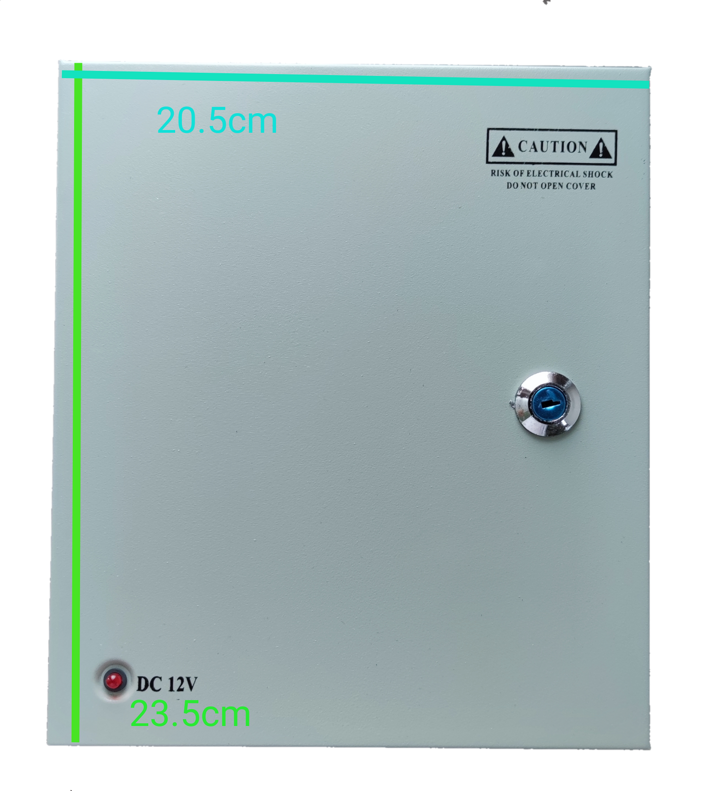 Electx Electrical Supply CCTV Power Supply 12V 15A 220V 9 Channels metal box with lock and caution label