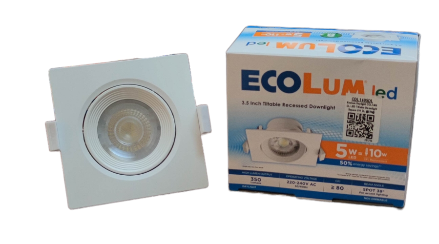 Ecolum 5W LED Tiltable Recessed Downlight Daylight 6500K 220V 3.5 Inches