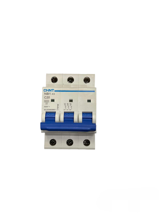 Chint 20A 3 Pole 6KAIC 220V with Indicator Miniature Circuit Breaker NB1-63 3P C20 6KADB
