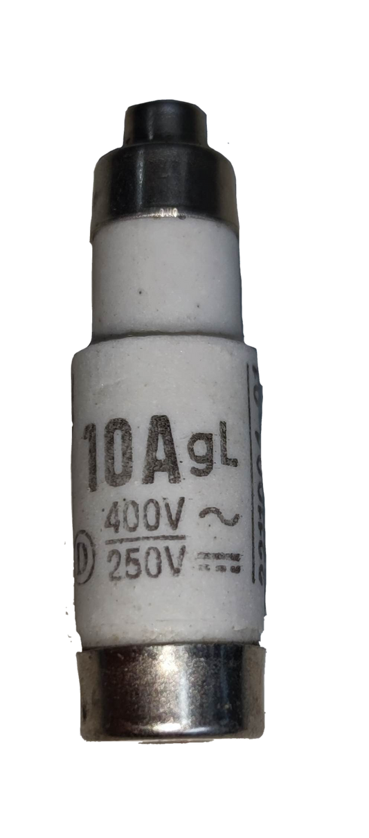 Ceramic Fuse D01 10A 400V electrical component for circuit protection with metal end caps