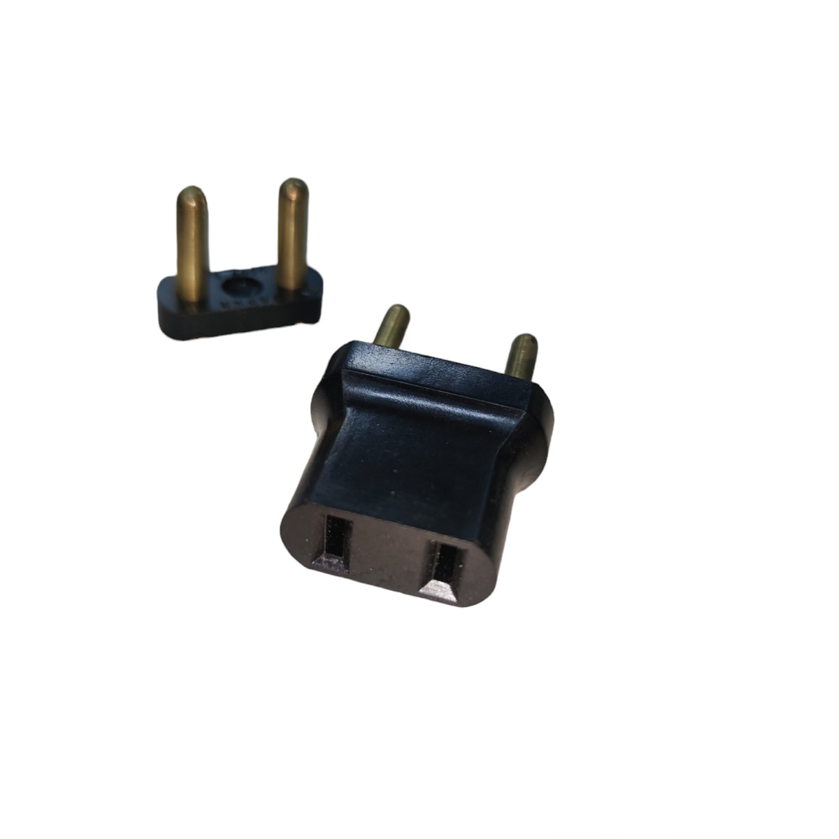 Japan made adapter for Wires Leads Changing Pin 0.4cm to 0.5cm with black plastic body and two metal pins