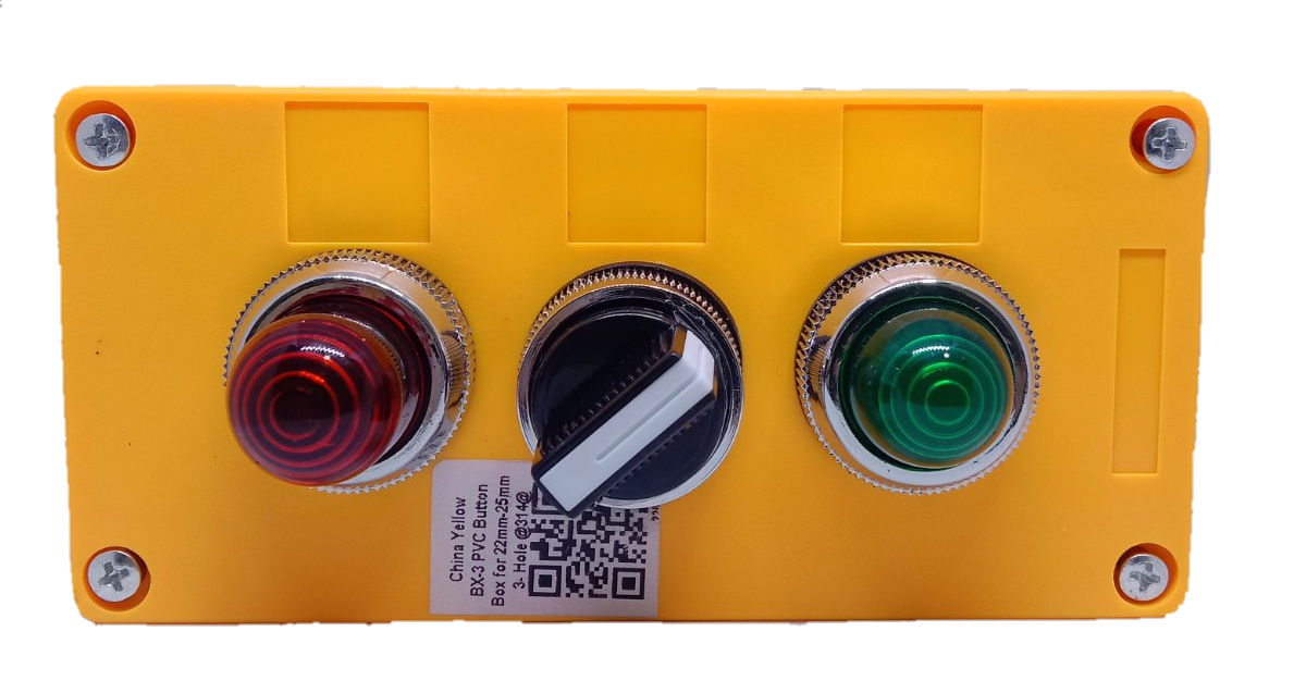 Auspicious industrial selector switch 220V red green with red and green pilot lights in yellow enclosure