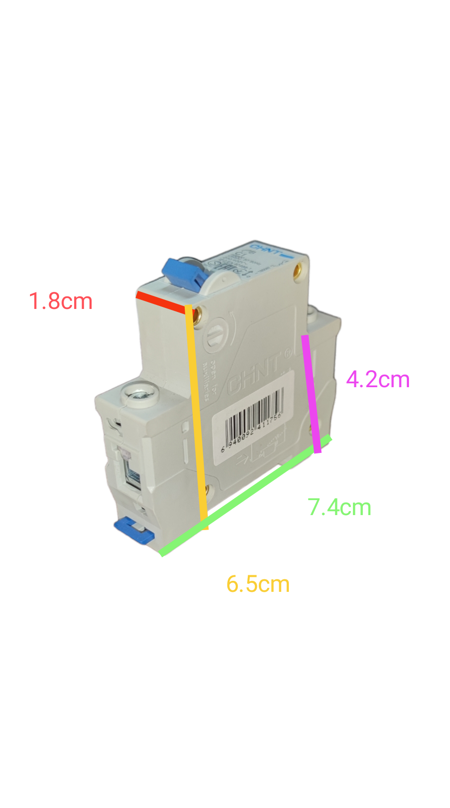 Chint 1 amp MCB 220V 4.5KAIC miniature circuit breaker with compact design and blue toggle switch
