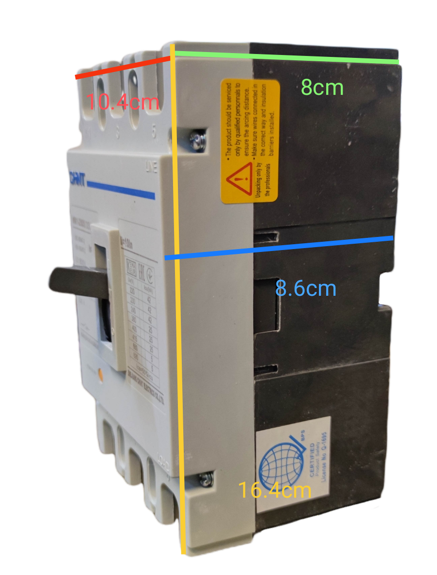 Chint 125A 3 Pole Industrial Circuit Breaker with white handle and black body for electrical protection