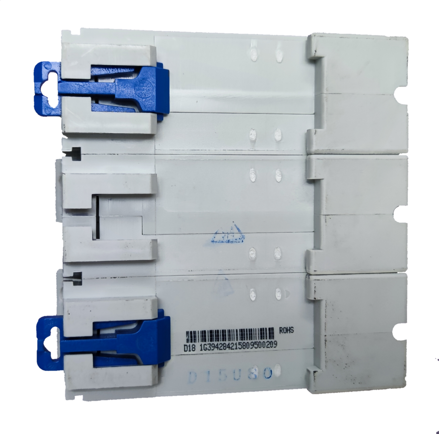 Chint 125A 3Pole Miniature Circuit Breaker 220V in white with blue locking clips for electrical protection