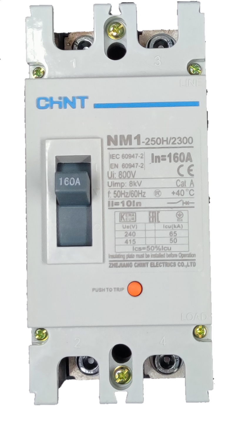 Chint 160A Industrial Circuit Breaker 2 Pole white electrical breaker switch with technical specifications