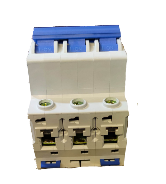 Chint 25A 3Pole Miniature Circuit Breaker with blue toggle switches for electrical protection