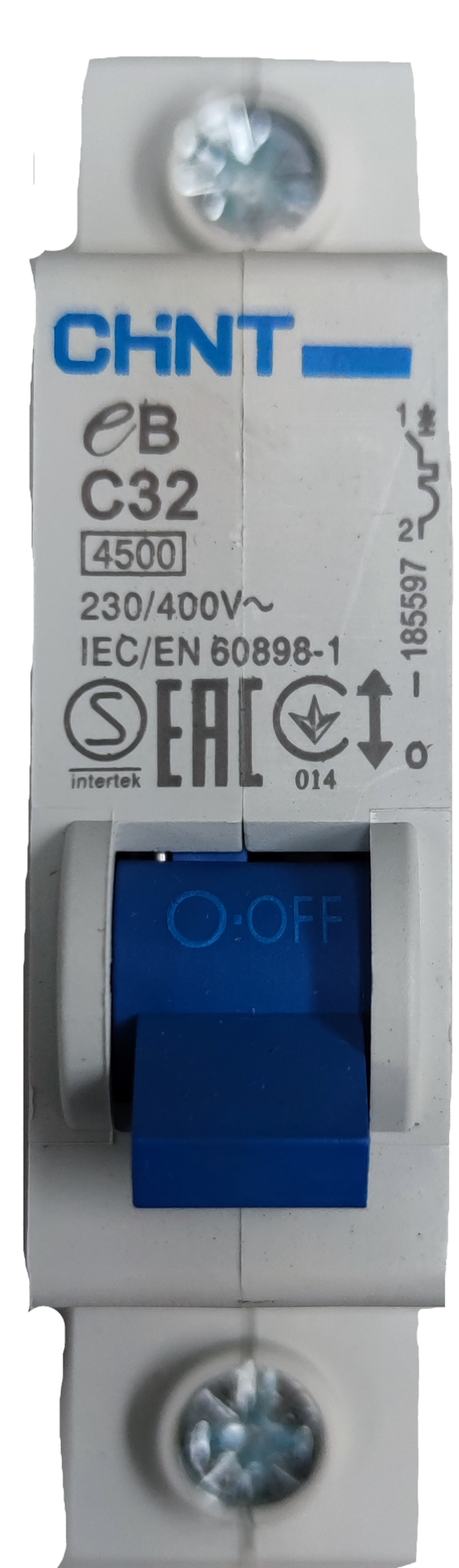 CHINT 32A mini circuit breaker with blue switch for electrical protection and 230 400V rating