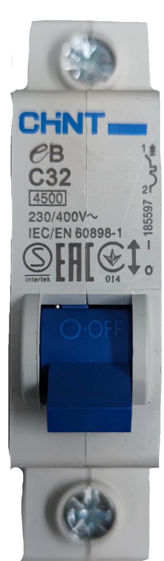 CHINT 32A mini circuit breaker with blue switch for electrical protection and 230 400V rating