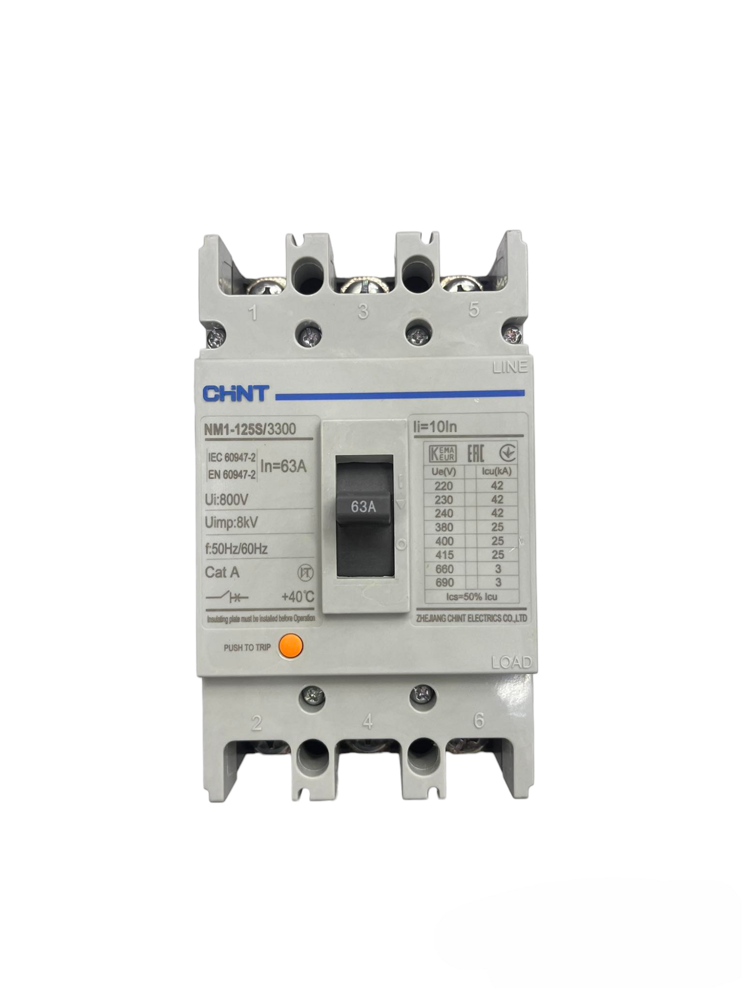 Chint 63A MCCB circuit breaker electrical component for overload and short circuit protection