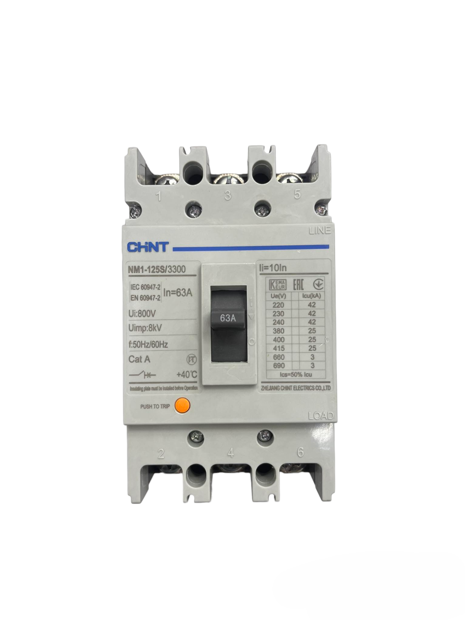 Chint 63A MCCB circuit breaker electrical component for overload and short circuit protection