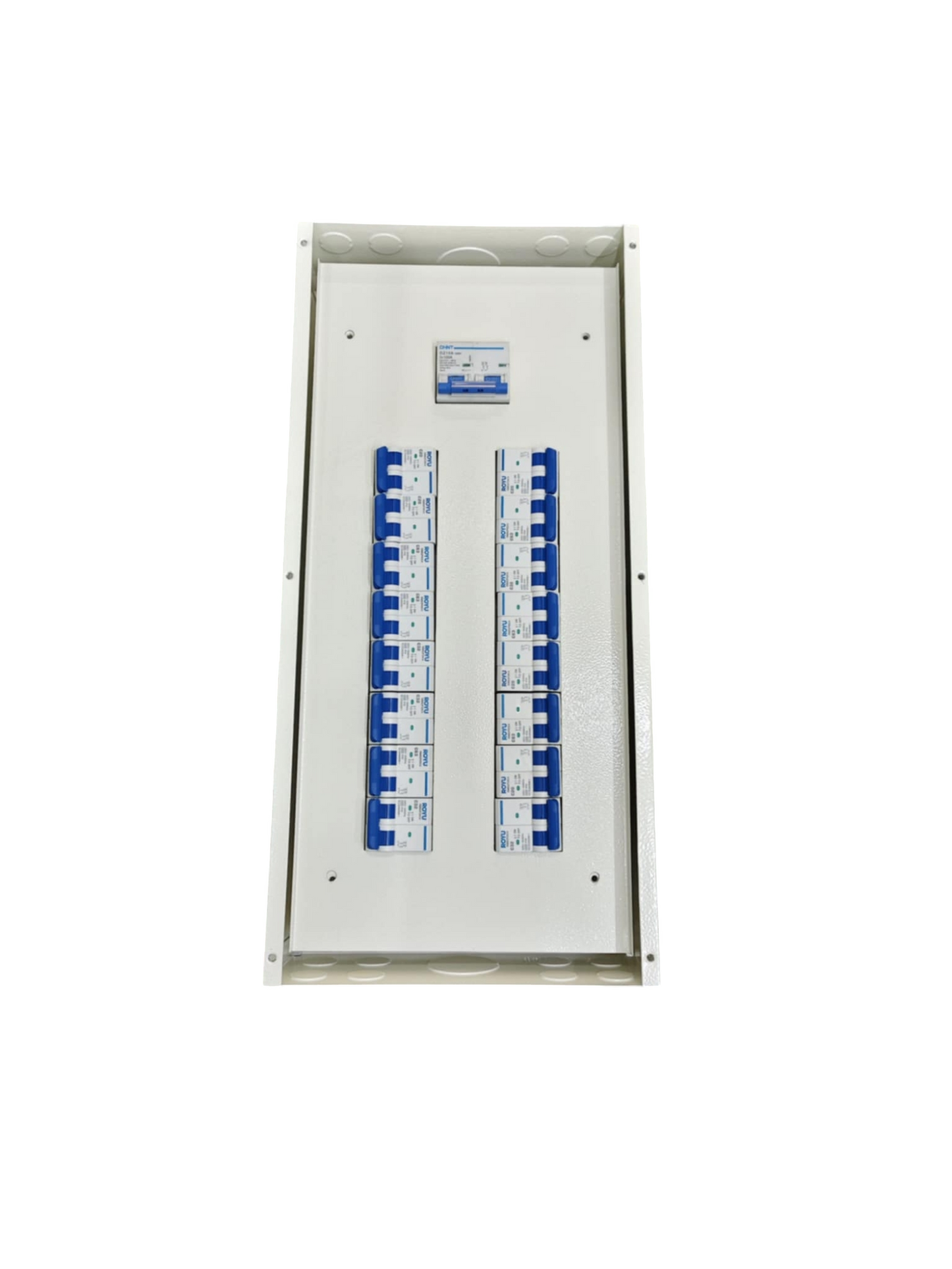 80A 2Pole Chint Main Miniature Circuit Breaker electrical panel with multiple circuit breakers installed