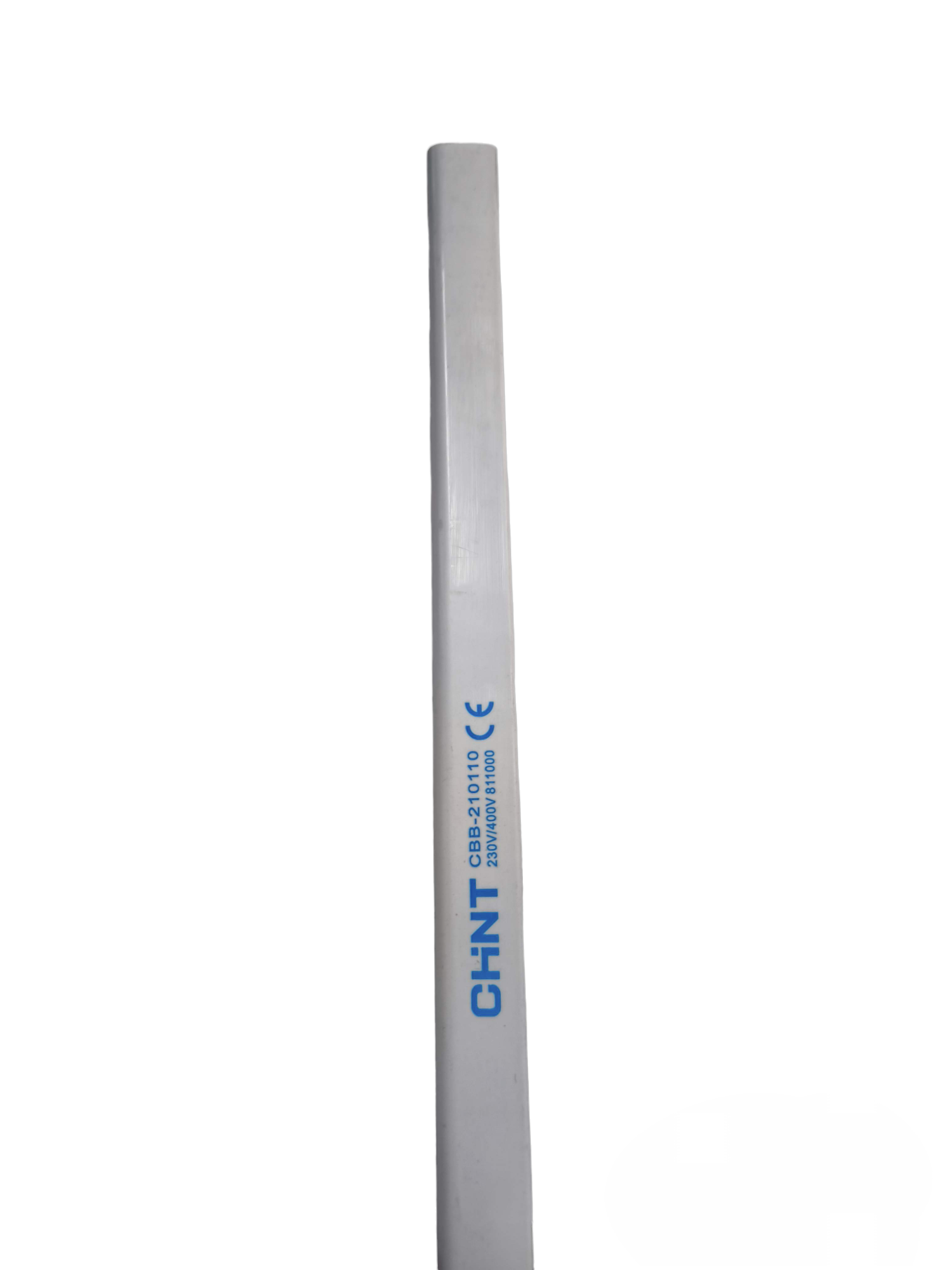 Chint bus bar for miniature circuit breaker in white with blue branding for electrical circuitry