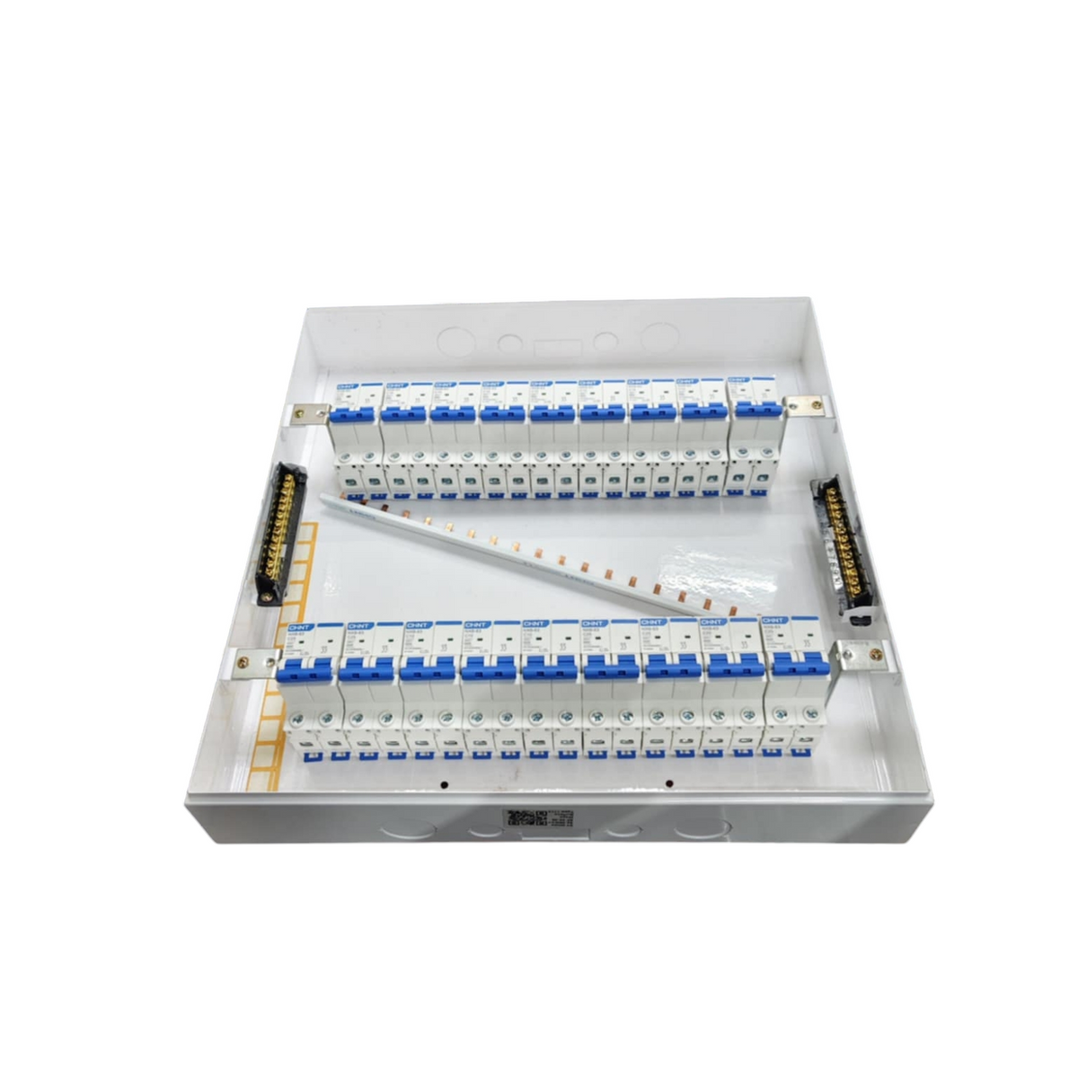 Chint NXB 2 pole breaker panel metal distribution box with 24 blue MCBs and neutral and earth bars